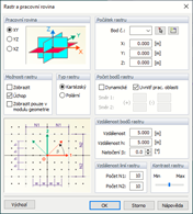 Rastr a pracovní rovina